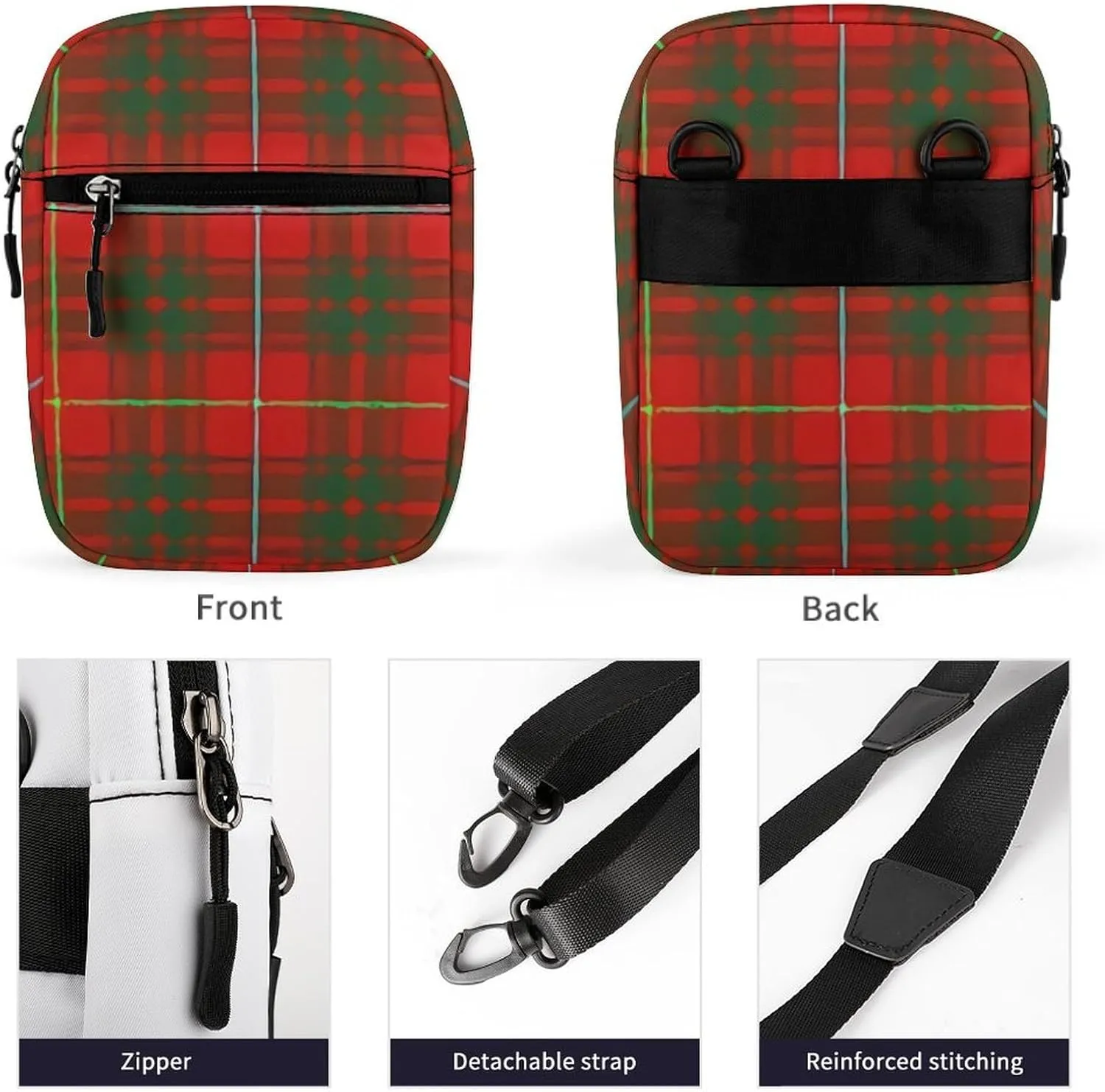 Clan Bruce Tartan Plaid Detachable Shoulder Strap Small Shoulder Bag Unisex