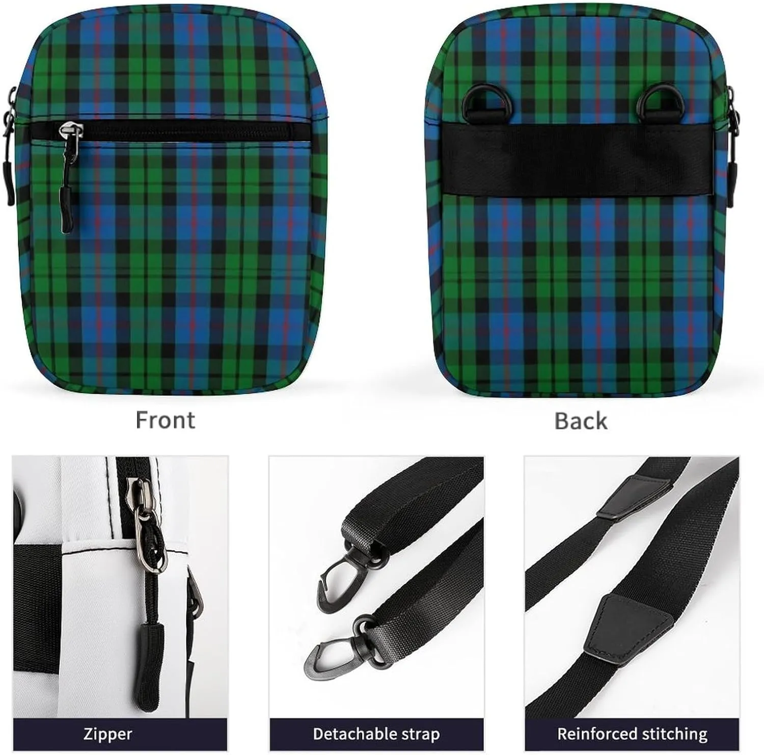 Clan Morrison Tartan Detachable Shoulder Strap Small Shoulder Bag Unisex