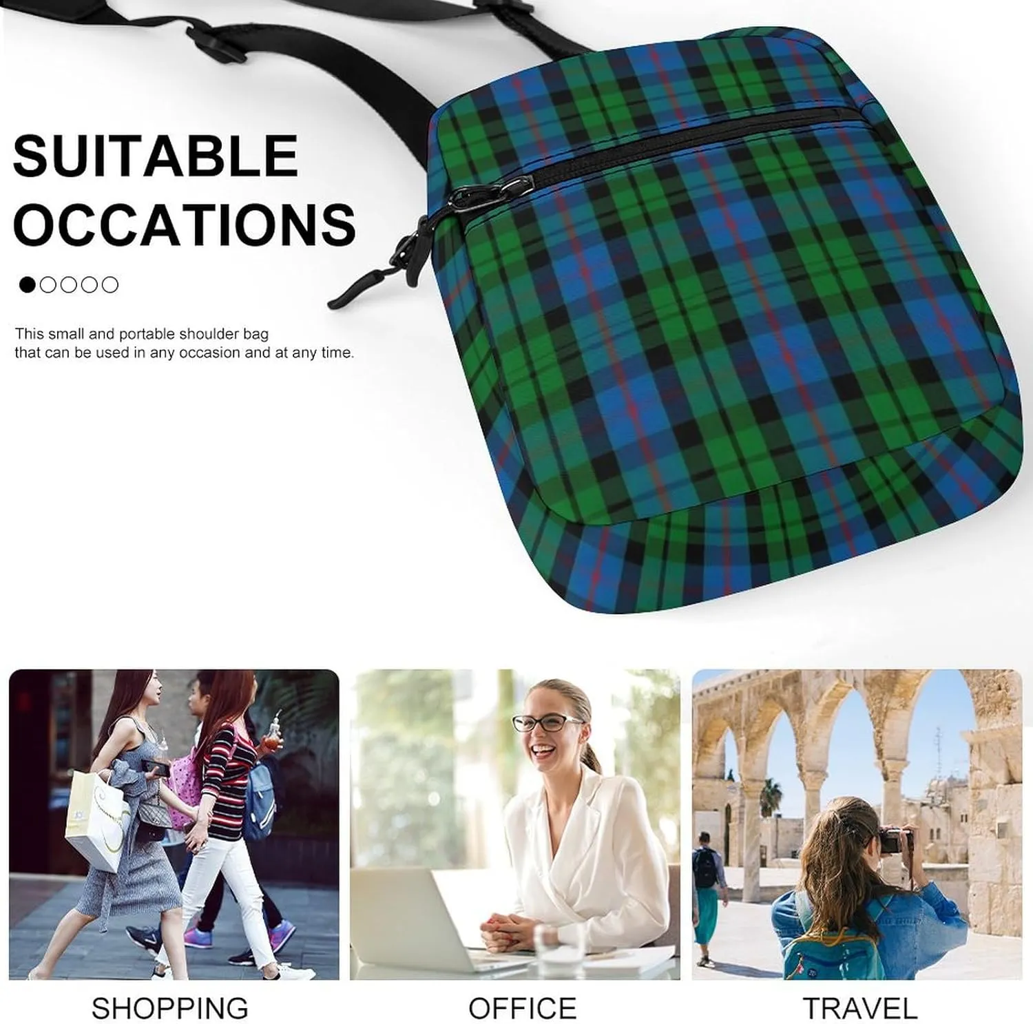 Clan Morrison Tartan Detachable Shoulder Strap Small Shoulder Bag Unisex