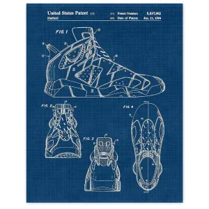 Classic AJ Sneaker Patent Prints, 1 (11x14) Unframed Photos, Wall Art Decor Gift for Home Office Garage Work Shop School Gym College Student Teacher Coach Team Basketball Champs Jordan Sports Fan