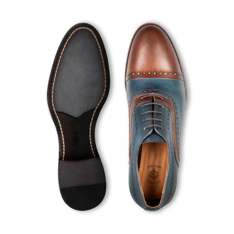 Classic Handpainted Cap-Toe Leather Oxford Shoes