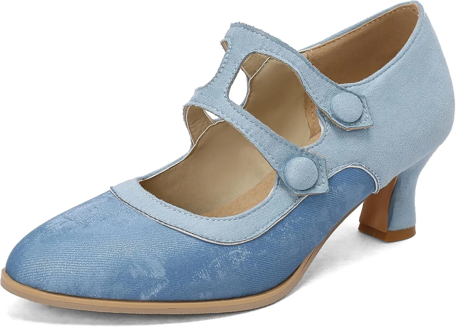 Classic Kitten Heel Pointed Toe Ankle Strap Women Shoes