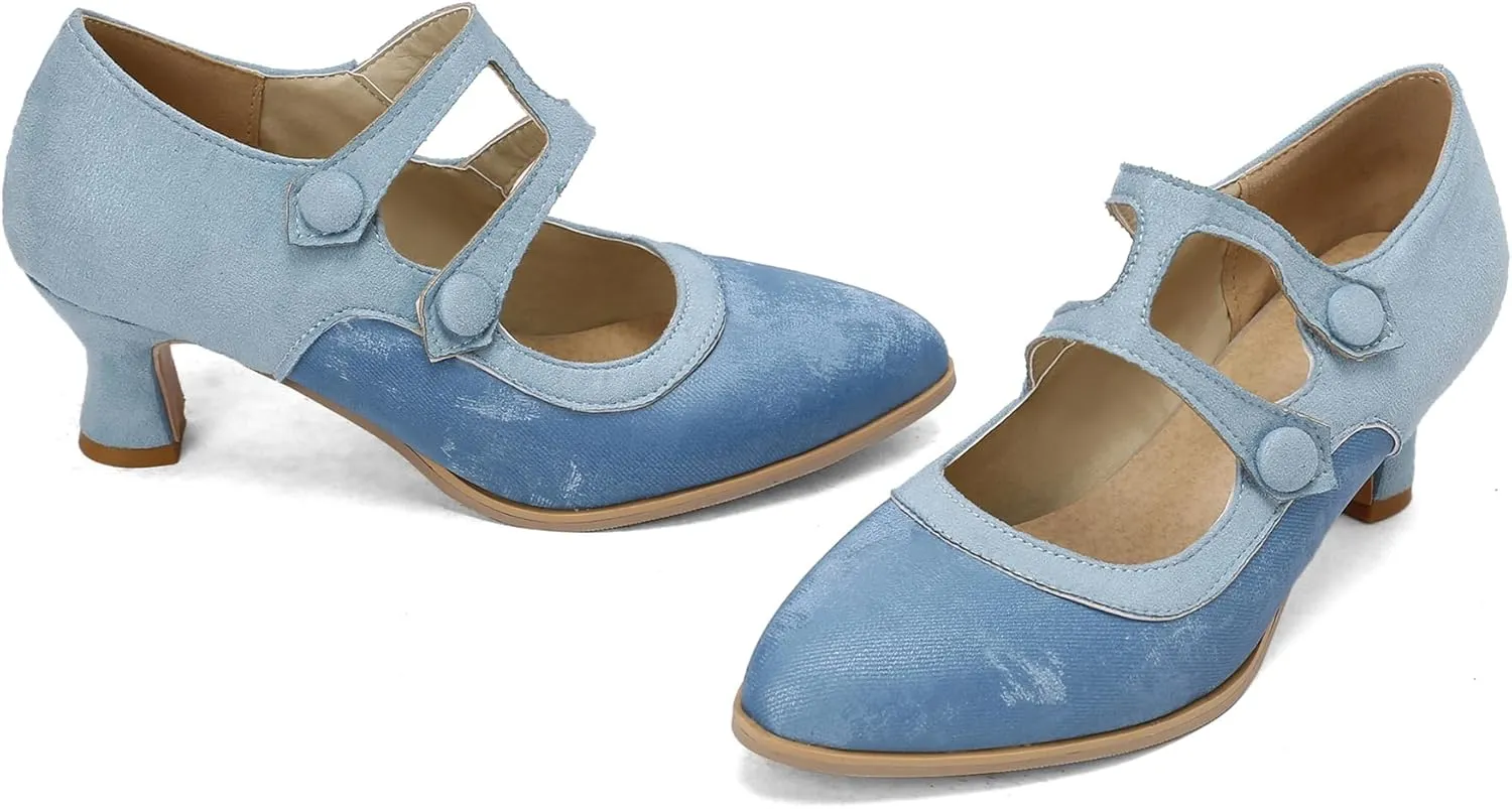 Classic Kitten Heel Pointed Toe Ankle Strap Women Shoes