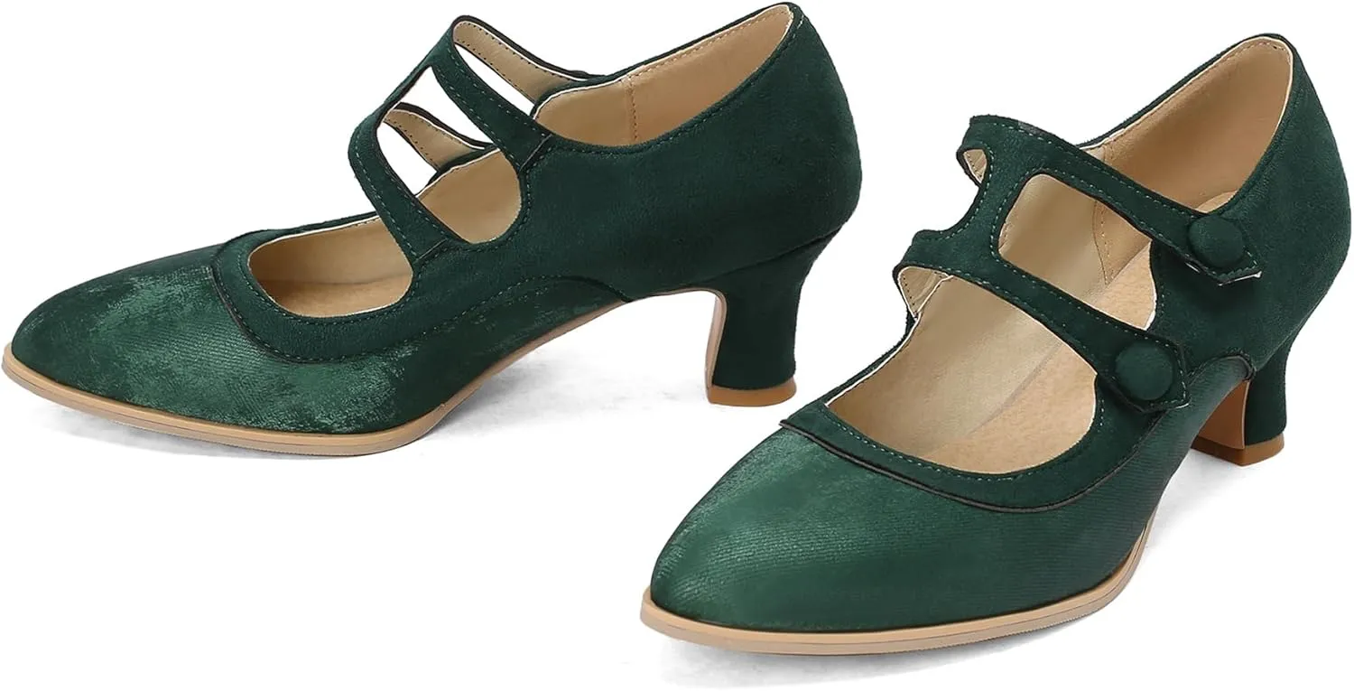 Classic Kitten Heel Pointed Toe Ankle Strap Women Shoes