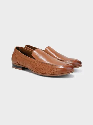 Classic Tan Leather Slip-On Loafer Shoes for Men