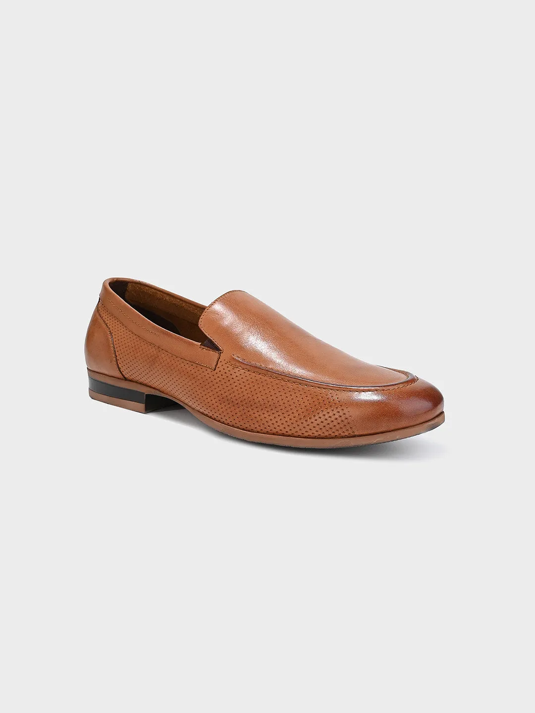 Classic Tan Leather Slip-On Loafer Shoes for Men