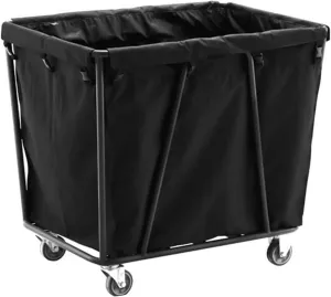 Cleaning Carts on Wheels Steel Pipe Baking Paint, Rolling Laundry Basket Oxford Cloth Material, Linen Trolley Extra-Large Caliber for Hotel, Nursing Home, Home, College