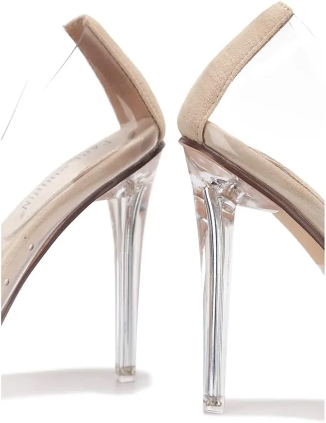 Clear Pointed Toe Heels for Women- Pointy Heels for Women with Transparent Upper, 3.75 inch Lucite Heel & Genuine Leather Insole- Classy Clear Pumps (Glass Doll.A)