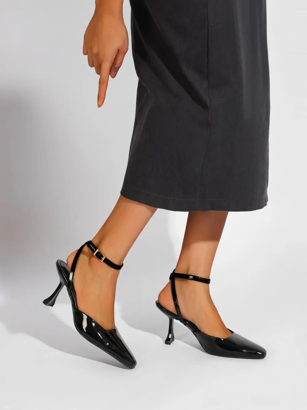 Closed Toe Heels for Women Sexy Square Toe Ankle Strap Mid Stiletto Pumps Comfortable Dress Bridal Wedding Kitten Shoes