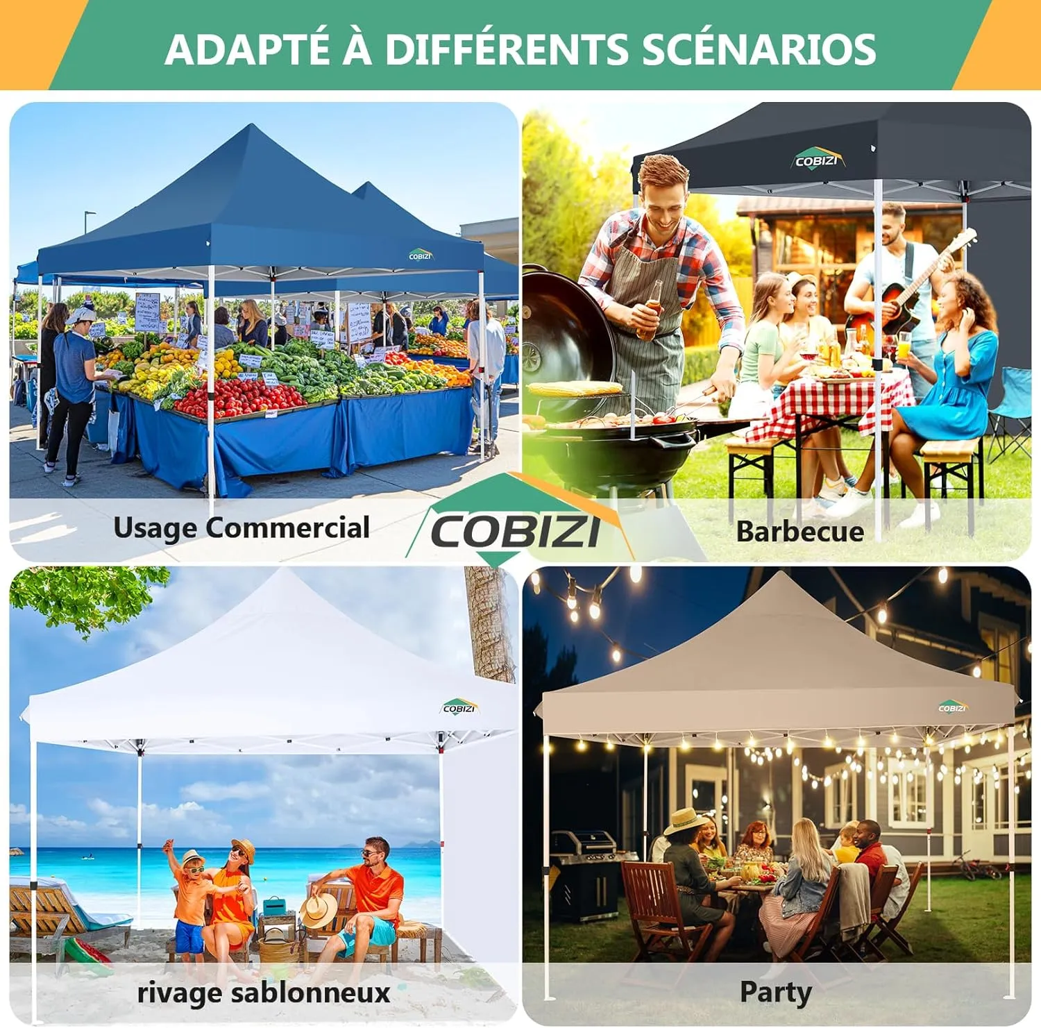 COBIZI 10x10 Pop Up Canopy with 4 Removable Sidewalls, Easy Set Up Canopy Tent, Waterproof Instant Party Tents for Weddings & Parties, UPF 50  UV Protection, 3-Height Adjustable Frame,White