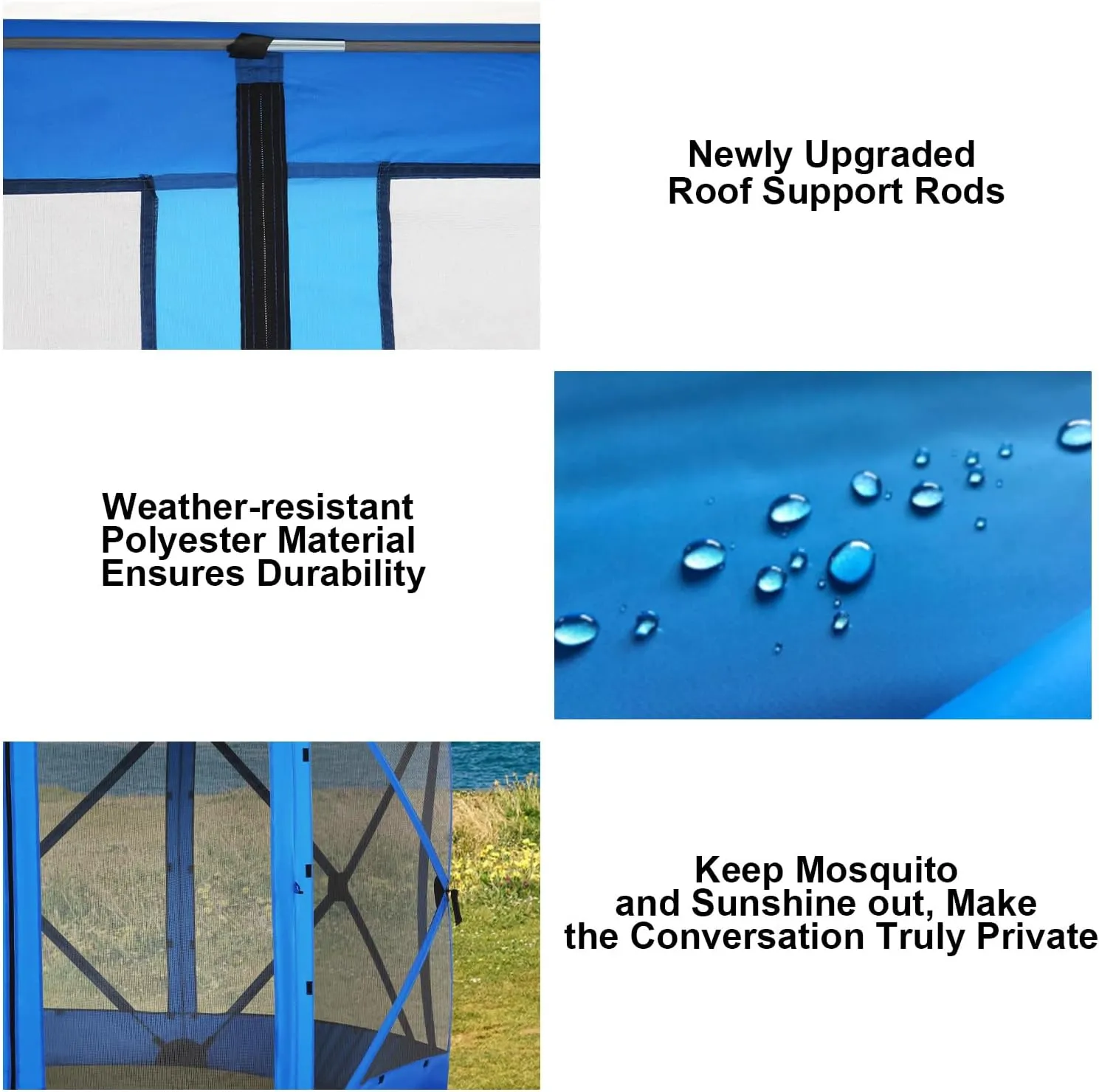 COBlZl Pop Up Gazebo 12x12 Screen House Tent for Camping, Outdoor Instant Stargazing Gazebo Canopy with Awning 2.0, Portable Hub Tent with Removable Sidewalls,Pavilion for Backyard,Blue