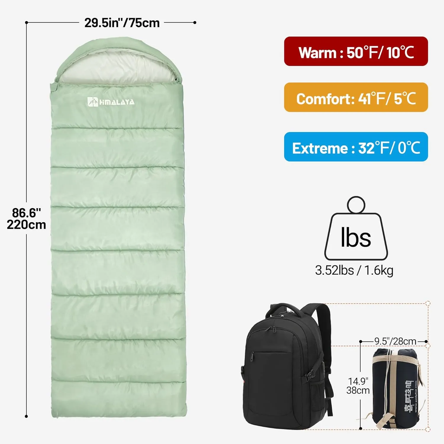 Cold Weather Sleeping Bags for Adults 20°F/40°F/60°F, 0 Degree, Unzip to Blanket, Waterproof, Lightweight, Portable, Backpacking Camping Sleeping Bags Outdoor Travel Hiking Essentials