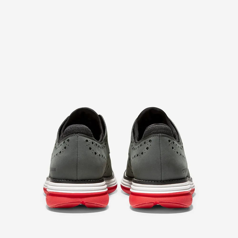 Cole Haan ØriginalGrand Ultra Wing Oxford Gray Pinstripe Nubuck/Flame Scarlet-Nimbus Cloud