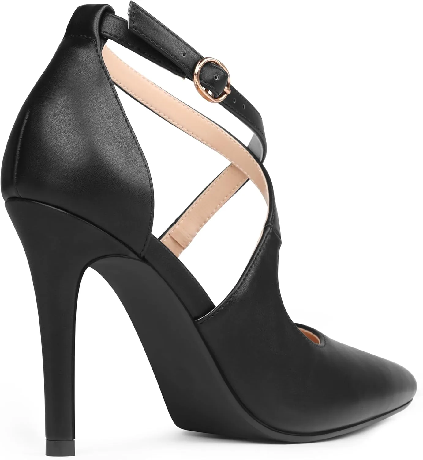 COLETER Womens 4" Pointed Toe D'Orsay Pumps Stilettos High Heel Crossed Ankle Strap Dress Shoes
