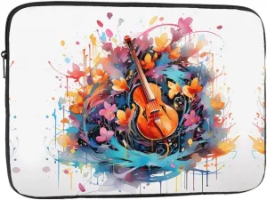 Colorful Note Guitar Pattern Shockproof Portable Laptop 17 inch Sleeve Bag for Men and Women - Ideal for Business Travel, School, and Daily Use