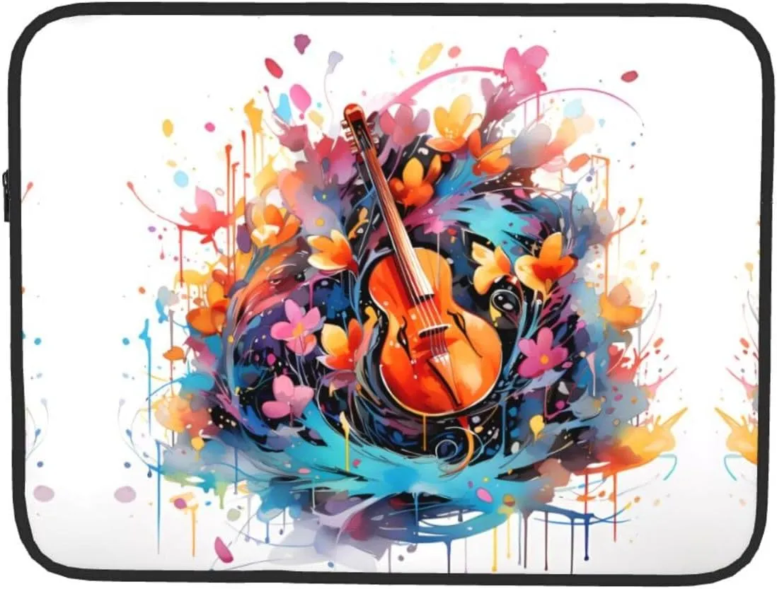 Colorful Note Guitar Pattern Shockproof Portable Laptop 17 inch Sleeve Bag for Men and Women - Ideal for Business Travel, School, and Daily Use