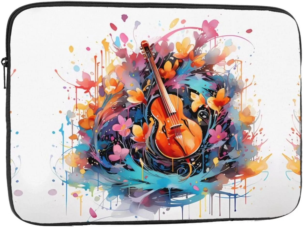 Colorful Note Guitar Pattern Shockproof Portable Laptop 17 inch Sleeve Bag for Men and Women - Ideal for Business Travel, School, and Daily Use