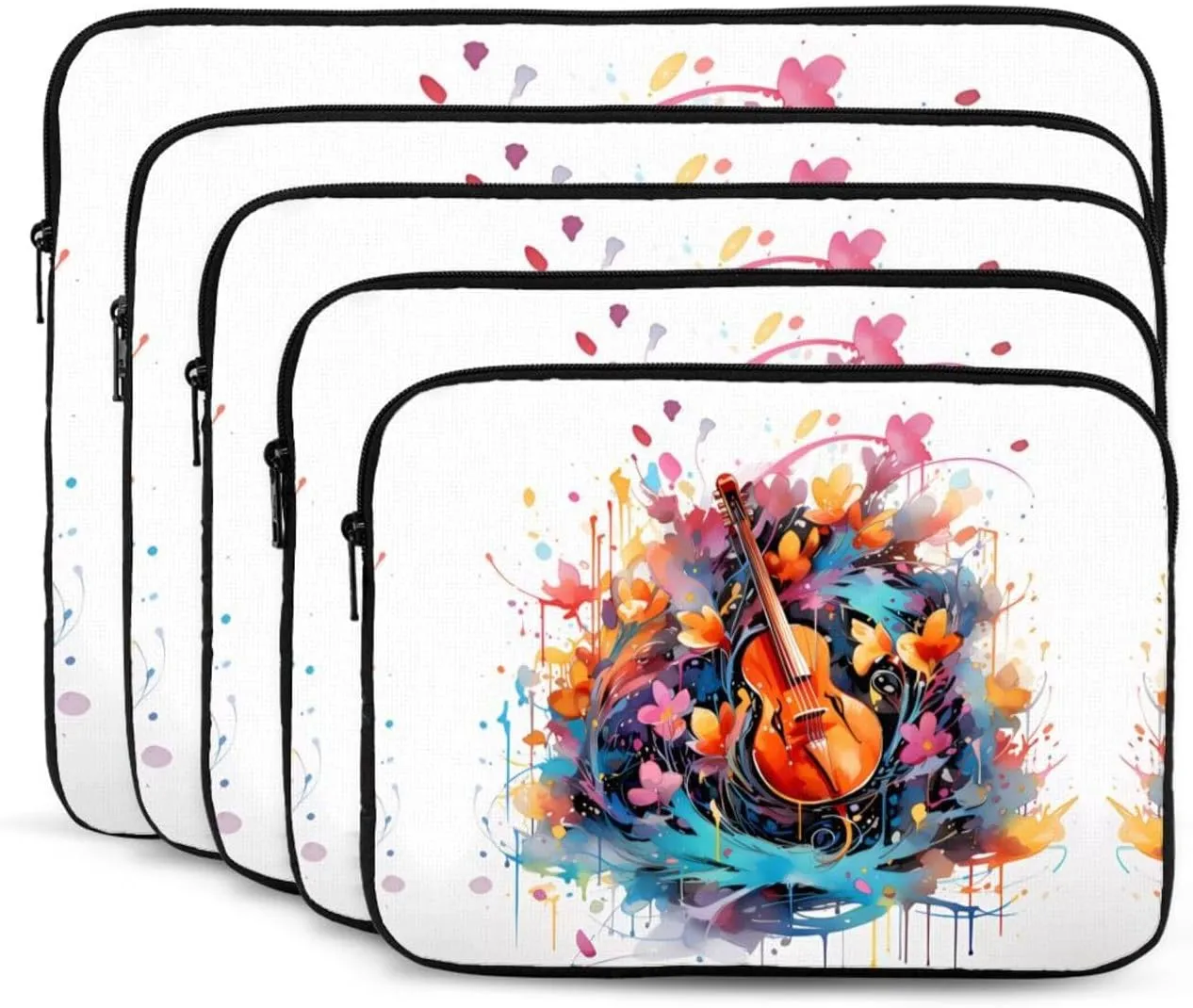 Colorful Note Guitar Pattern Shockproof Portable Laptop 17 inch Sleeve Bag for Men and Women - Ideal for Business Travel, School, and Daily Use