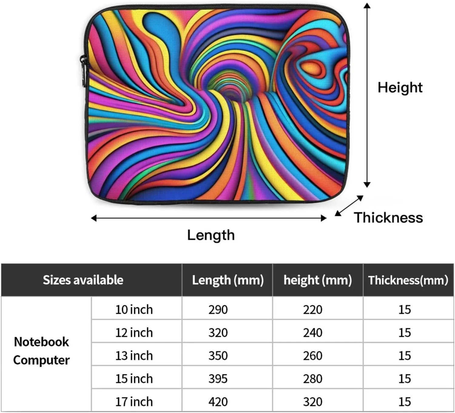 Colorful Pattern Shockproof Portable Laptop 17 inch Sleeve Bag for Men and Women - Ideal for Business Travel, School, and Daily Use
