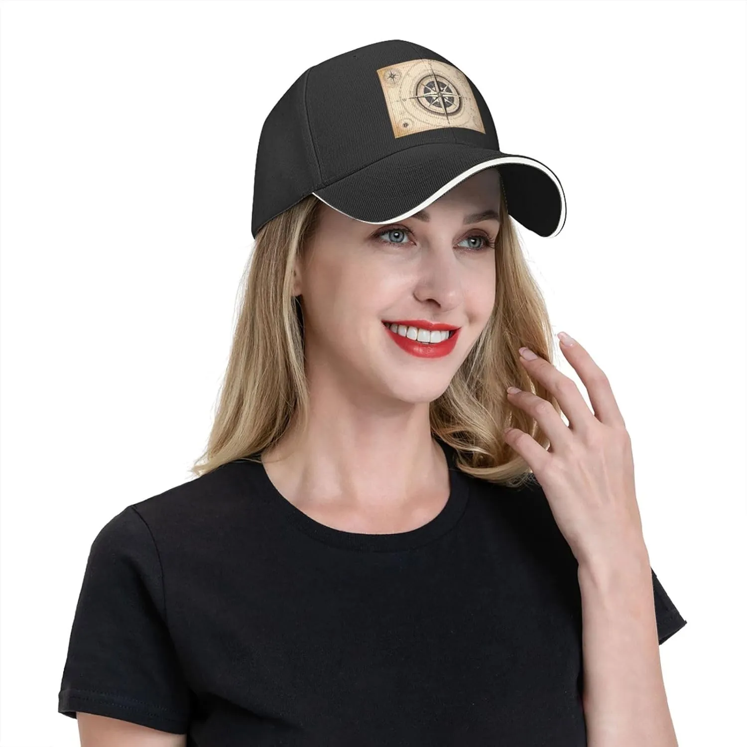Compass Navigation Pattern Unisex Baseball Cap Black : Breathable, Light