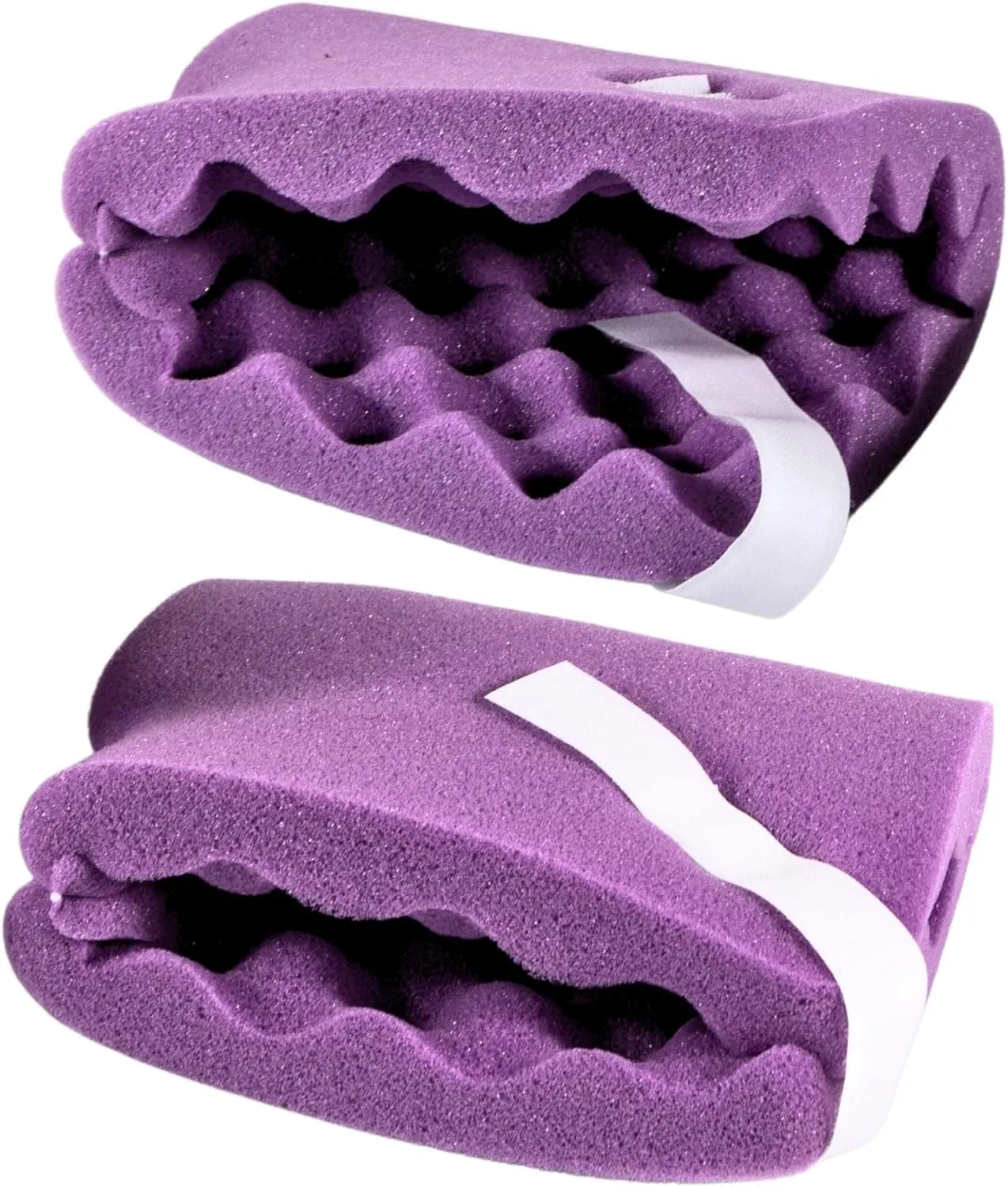 Convoluted Foam Padded Heel Protectors [4 Pair 8 Total] Adjustable Eggcrate Foot Pillow Cushion Protector to Relieve Feet Pressure from Open Bed Sores, Ulcers and Injuries - Purple (4)