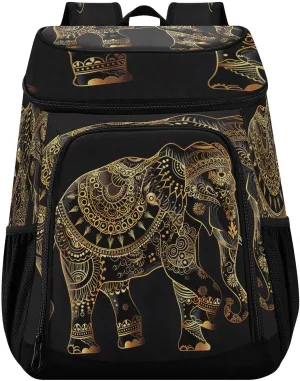 Cooler Backpack Mandala Elephant Bohemian Leakproof Lunch Backpack, 36 Cans Insulated Backpack Cooler Bags for Beach Picnic Trip Hiking Camping