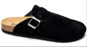 Corkys One for The Books Clog Mule in Black Faux Suede