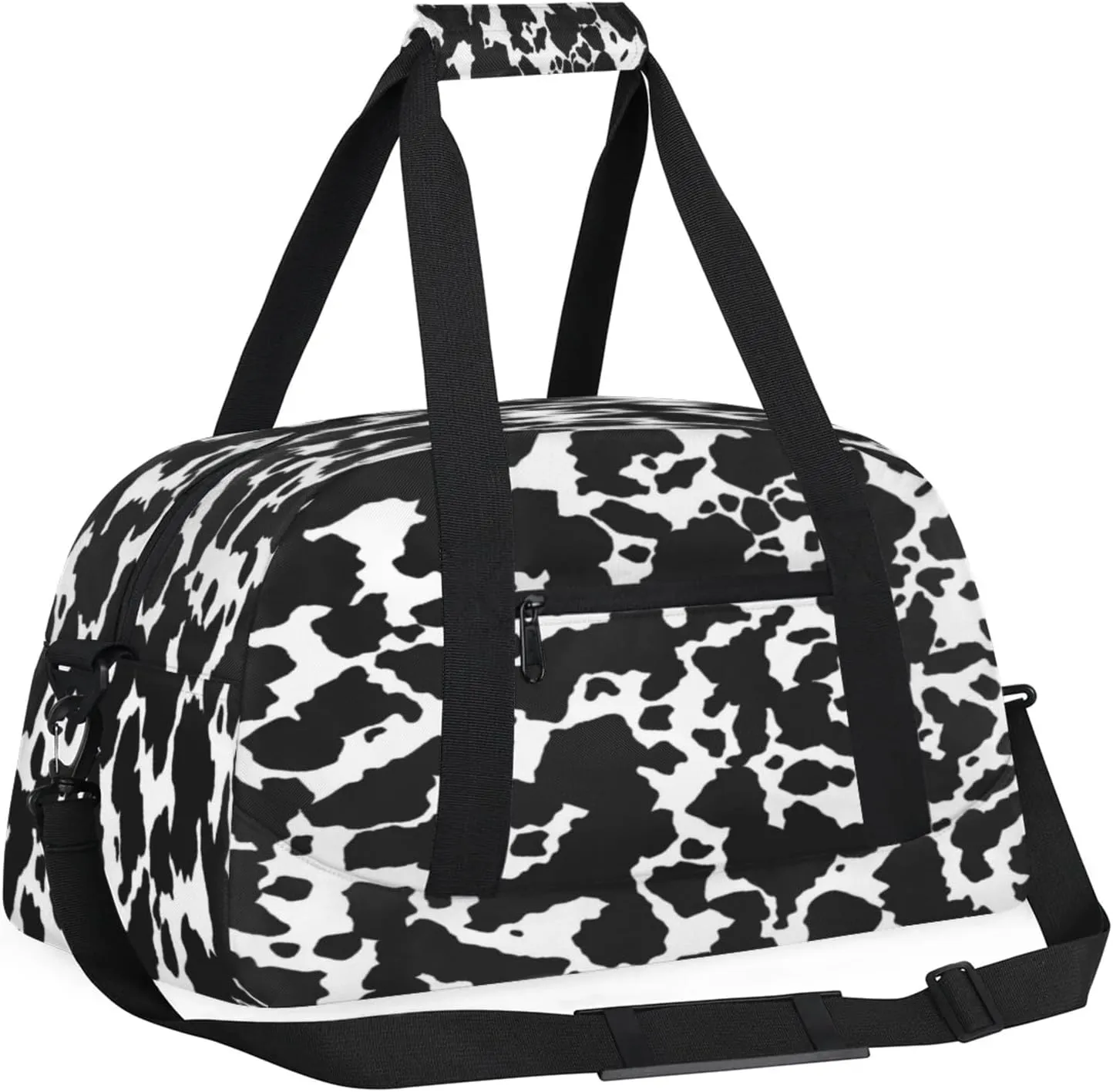 Cow Print Small Gym Bag for Women Men, Travel Duffle Bag Workout Dance Tote Bag Carry On Overnight Weekender Bag