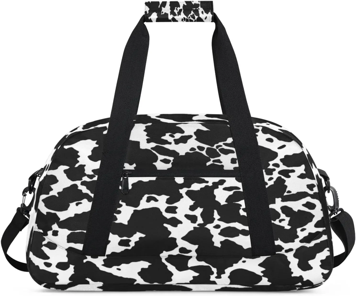 Cow Print Small Gym Bag for Women Men, Travel Duffle Bag Workout Dance Tote Bag Carry On Overnight Weekender Bag