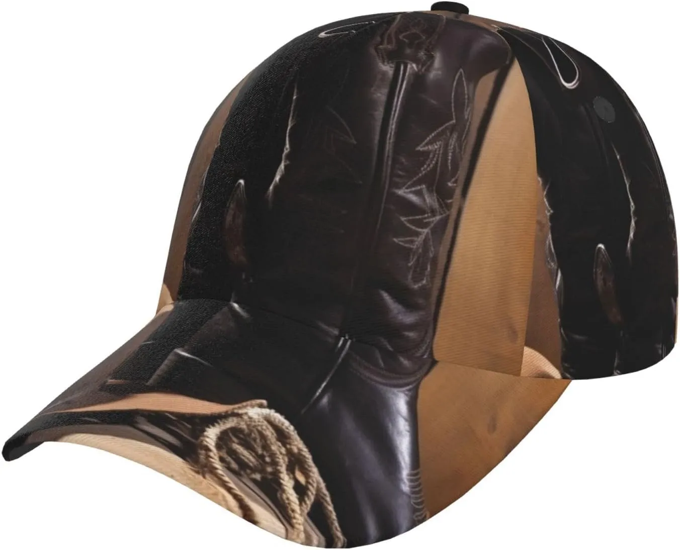 Cowboy Black Hat Western Boots Baseball Cap Adjustable Low Profile Golf Dad Hat Gift for Men Women Visor Hats Fashion Hats
