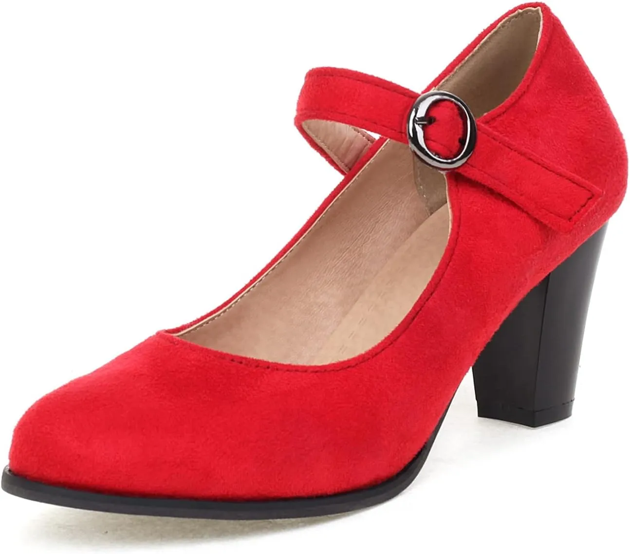 Cozivwaiy Women Classic Mary Jane Shoes Ankle Strap Pumps Block Heel