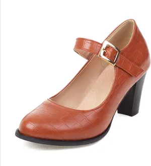 Cozivwaiy Women Classic Mary Jane Shoes Ankle Strap Pumps Block Heel