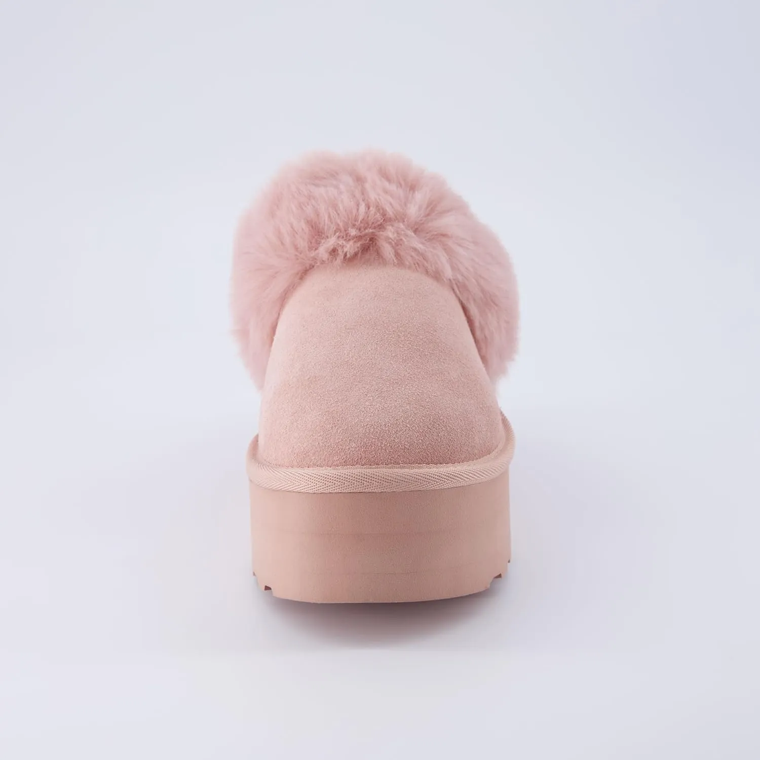 CUSHIONAIRE Women's Husky Genuine Suede cozy mule Platform  Memory Foam, Wide Widths Available