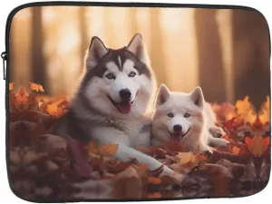 Cute Husky Dogs Pattern Shockproof Portable Laptop 13 inch Sleeve Bag for Men and Women - Ideal for Business Travel, School, and Daily Use