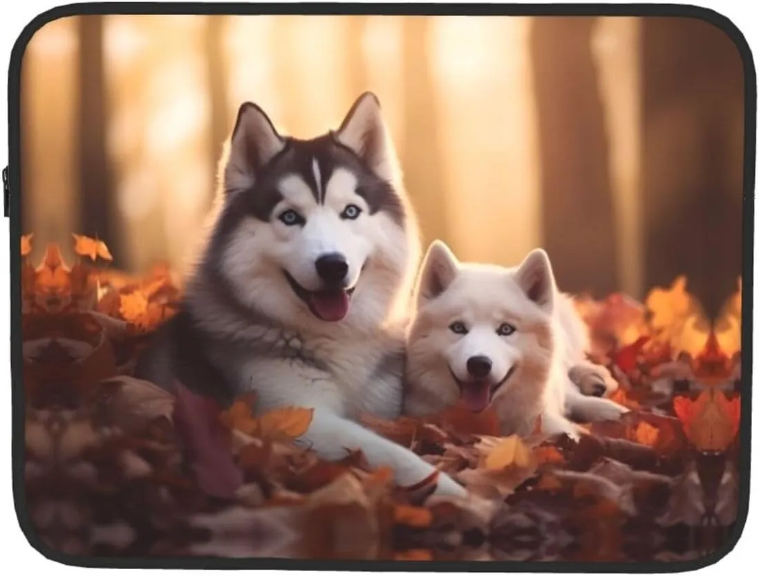 Cute Husky Dogs Pattern Shockproof Portable Laptop 13 inch Sleeve Bag for Men and Women - Ideal for Business Travel, School, and Daily Use