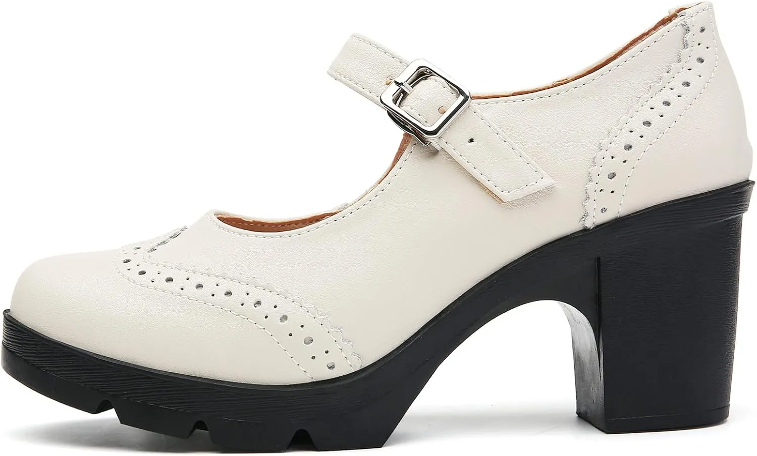 DADAWEN Women's Chunky Low Block Heels Mary Jane Closed Toe Work Pumps Comfortable Round Toe Oxfords Dress Wedding Shoes
