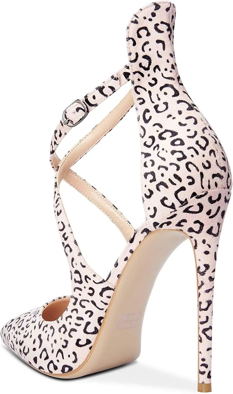 DearOnly Women's High Heels Cross Ankle Strap Pumps Pointed Toe 4.7" Inch Heel Buckle