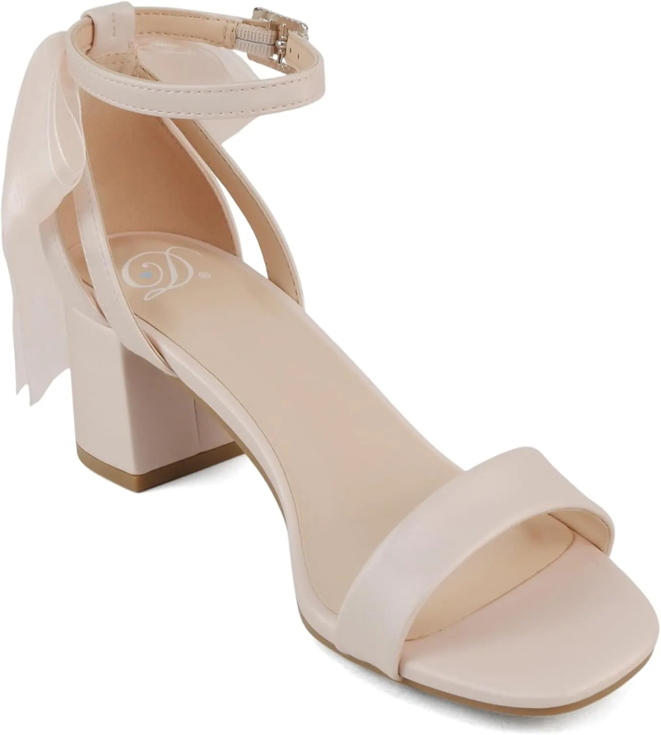 Delicious Everly ~ Women Ankle Strap Low Heel Bridal Dress Sandals