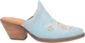 Dingo Womens Wildflower Floral Embroidered Round Toe Mule Casual Boots Mid Heel 2-3" - Off White