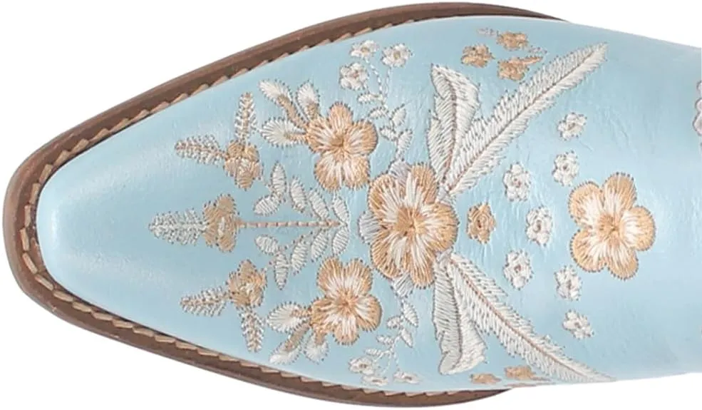 Dingo Womens Wildflower Floral Embroidered Round Toe Mule Casual Boots Mid Heel 2-3" - Off White