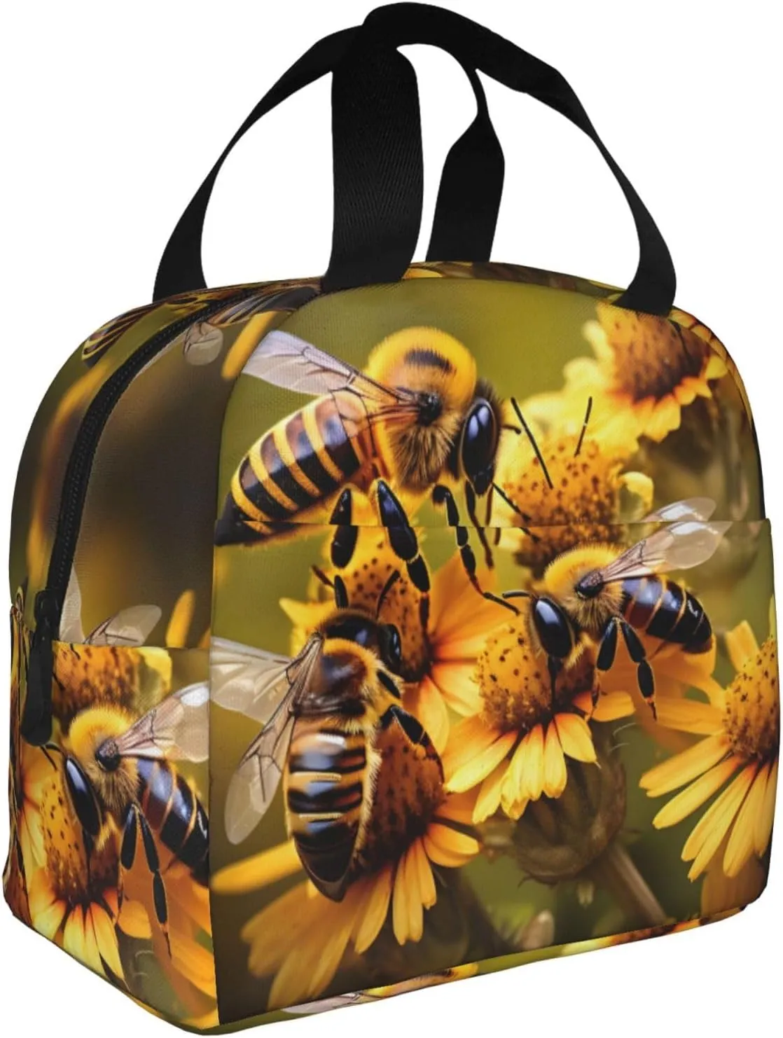 DJnni Rural Honey Bees Flowers Lunch Bag For Women Men, Leakproof Reusable Lunch Box,Lunch Cooler Tote For Office Outdoor Picnic
