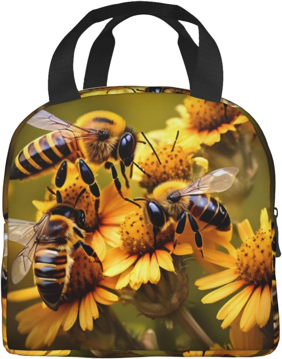 DJnni Rural Honey Bees Flowers Lunch Bag For Women Men, Leakproof Reusable Lunch Box,Lunch Cooler Tote For Office Outdoor Picnic