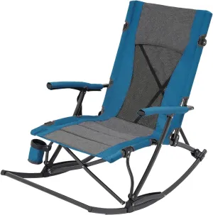 DNYSYSJ Oversized Folding Rocking Camping Chair Outdoor, Portable Rocker Chair with Hard Armrest for Adults, Heavy Duty Foldable Rocking Chairs for Outside, Patio, Lawn