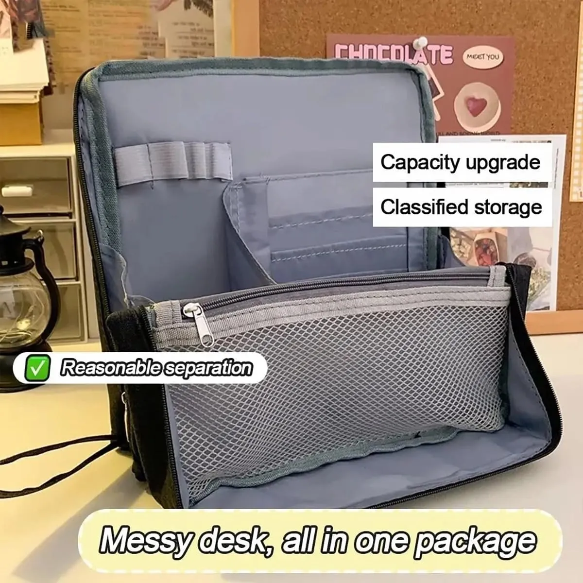 Doresty Makeup Bag, 2025 New Standing Makeup Bag – Portable, Large Capacity, Travel Makeup Organizer, Waterproof Oxford Cloth Cosmetic Toiletry Bags with Compartments (Navy Blue)
