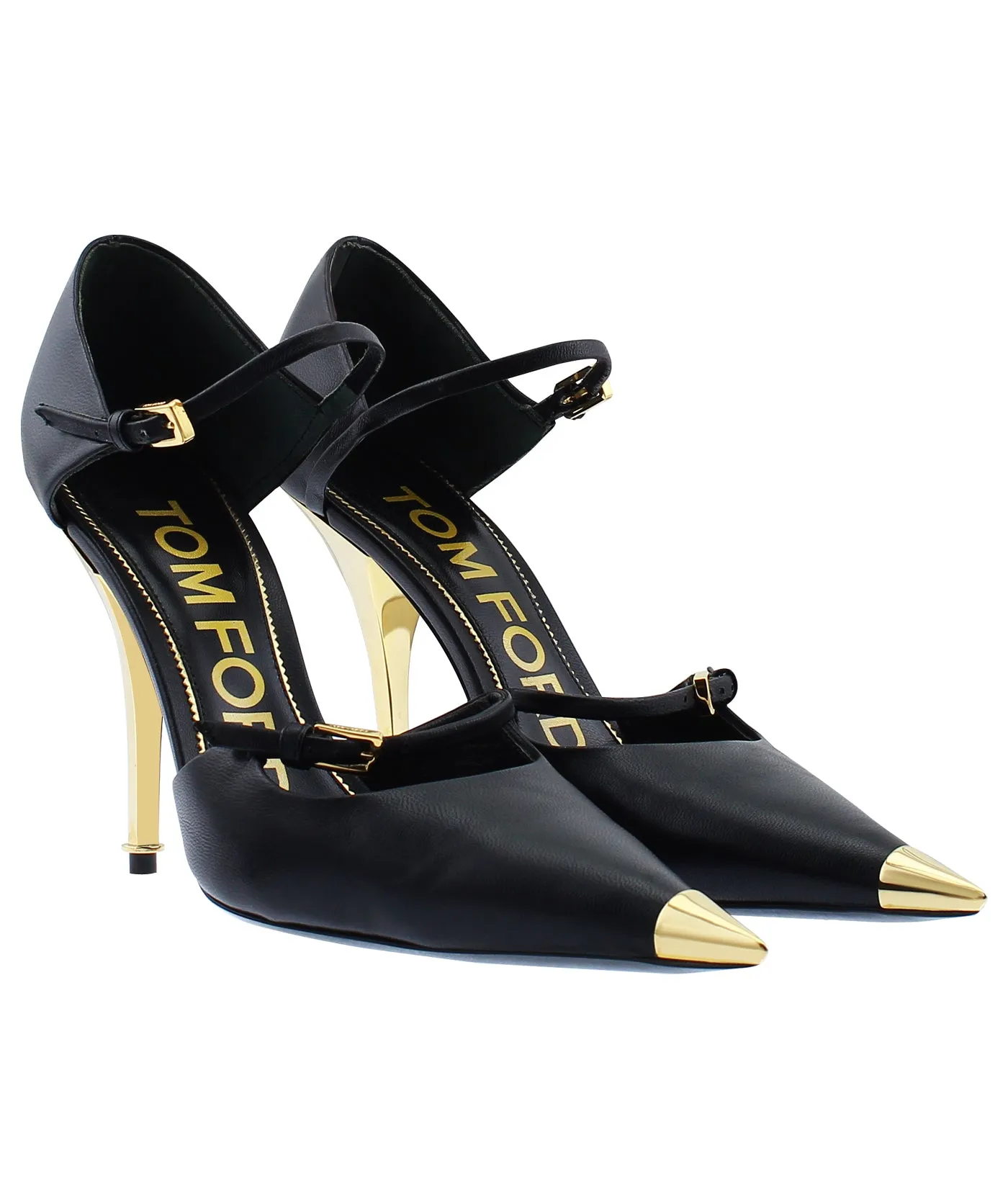 Double Strap Mary Jane Leather Pumps