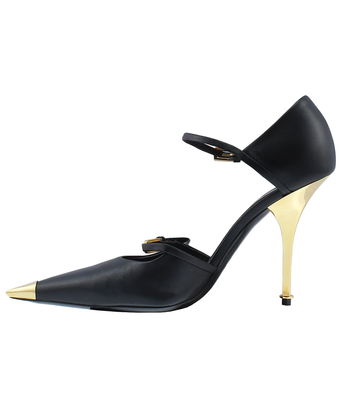 Double Strap Mary Jane Leather Pumps