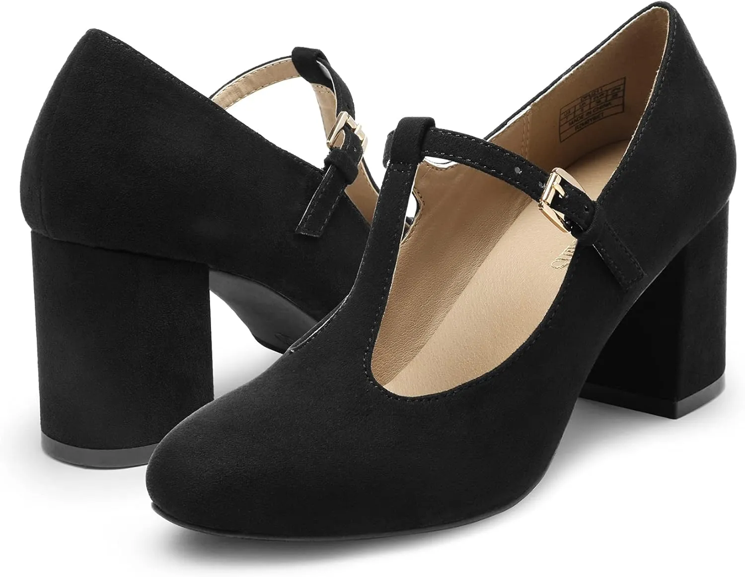 DREAM PAIRS Low Chunky Heels for Women T-Strap Mary Jane Pumps Wedding Dress Shoes