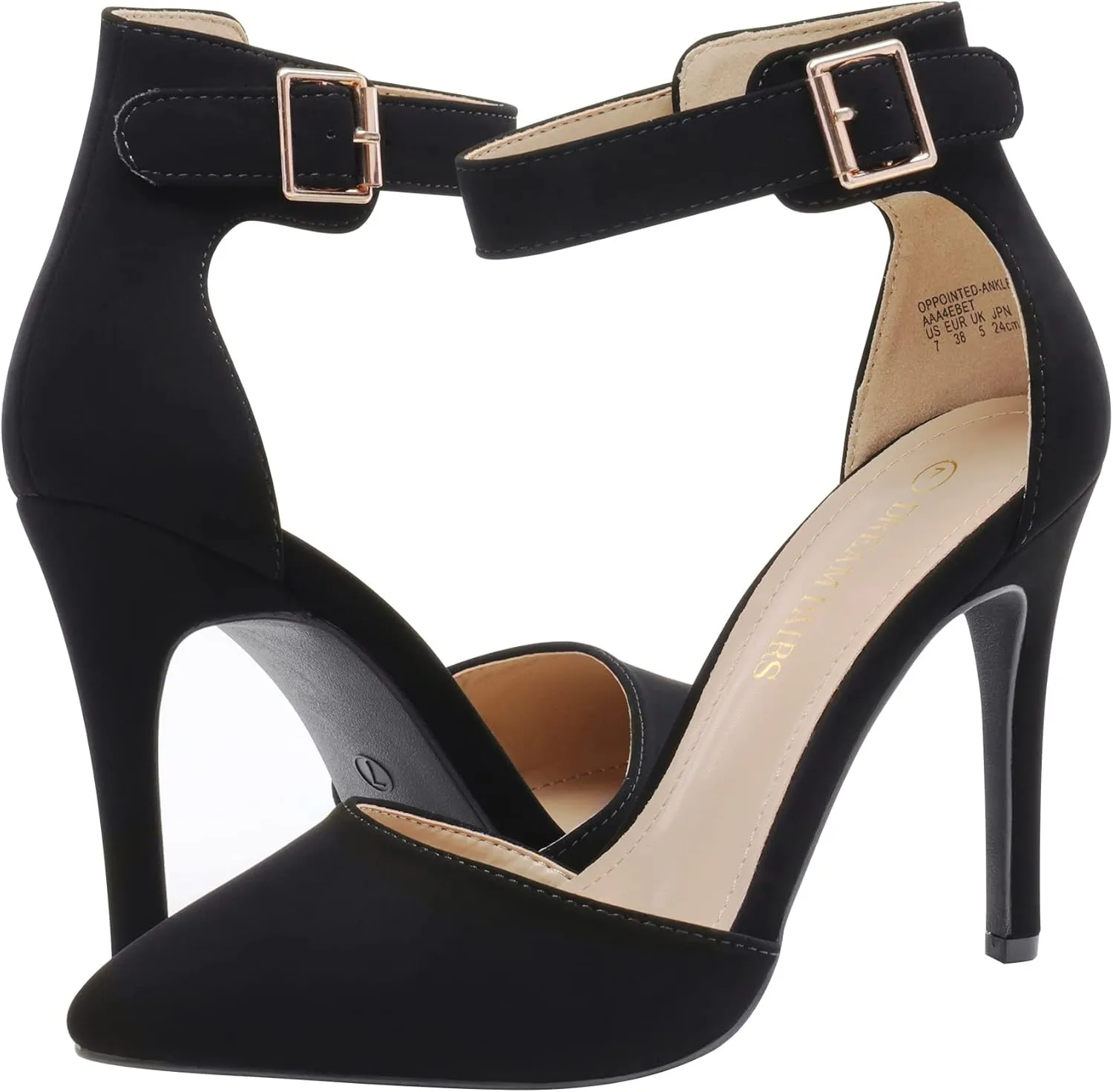 DREAM PAIRS Oppointed-Ankle Women's Pointed Toe Ankle Strap D'Orsay High Heel Stiletto Pumps Shoes