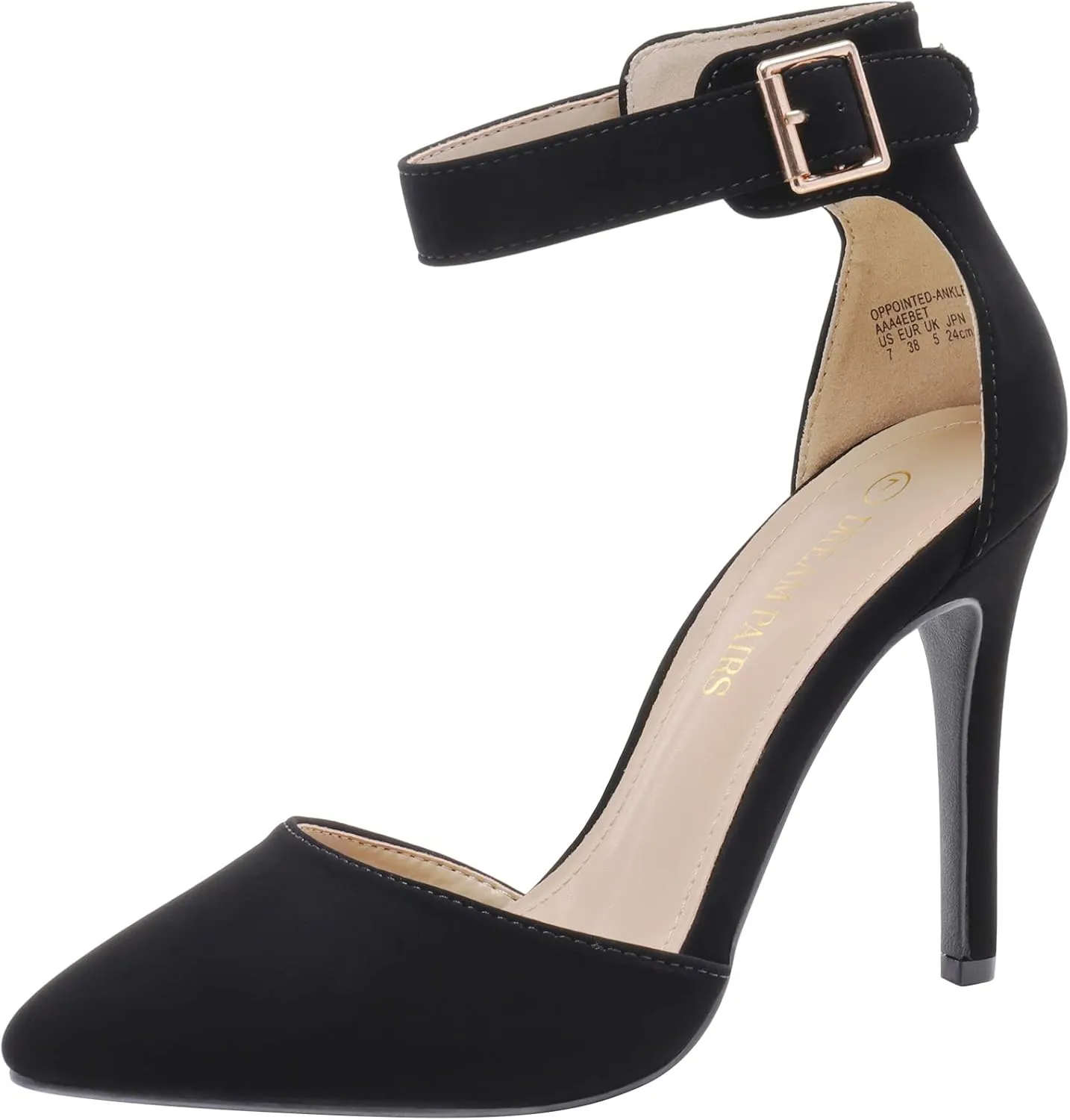 DREAM PAIRS Oppointed-Ankle Women's Pointed Toe Ankle Strap D'Orsay High Heel Stiletto Pumps Shoes