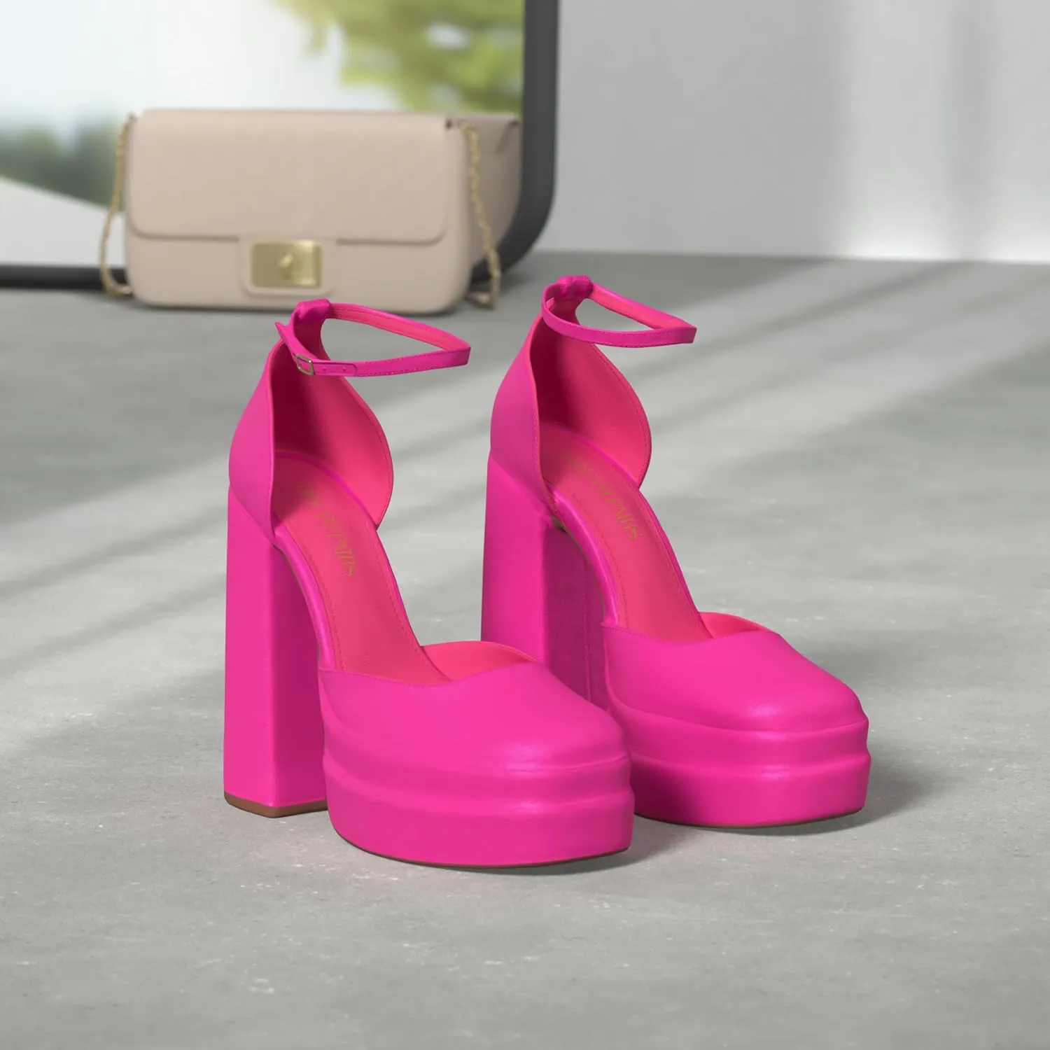 DREAM PAIRS Women’s High Chunky Platform Closed Toe Block Heels Square Toe Ankle Strap Dress Wedding Party Pumps Shoes Aurelia